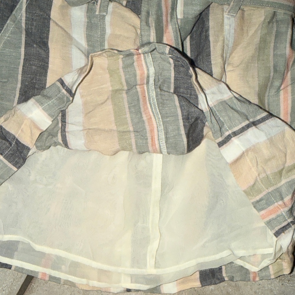 AE| Striped Linen Paperbag Mini Skirt - Picture 5 of 8